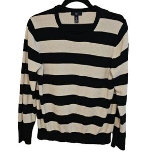 GAP Black and Cream Striped Sweater